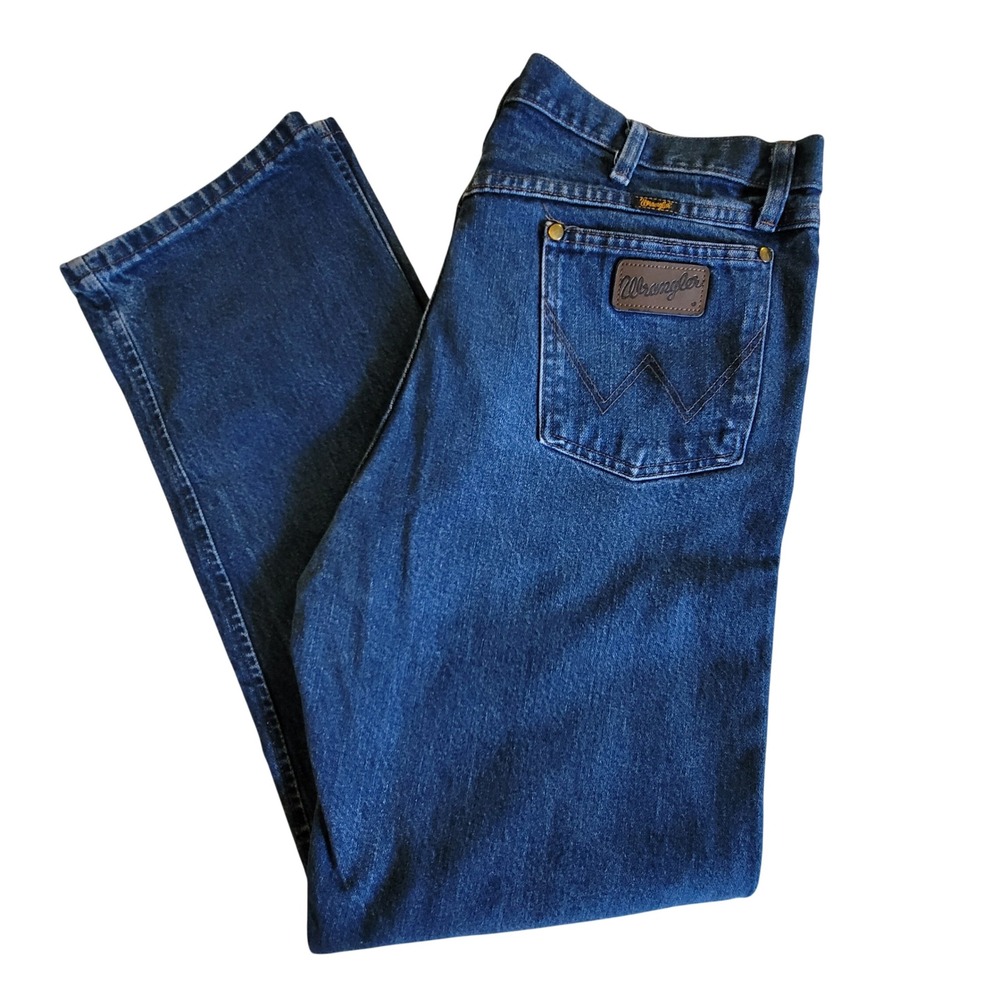 Wrangler Jeans Mens 38x32 Blue 47MWZ Regular Fit Cowboy Cut Straight‎ Leg Denim